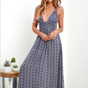 Field day navy blue print maxi dress from Lulus